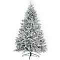 Premium 7FT Snow Flocked Hinged Artificial Christmas Tree with Fluffy