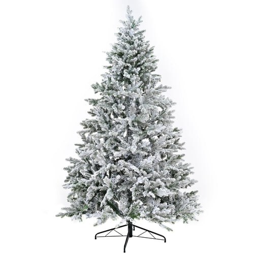 Premium 7FT Snow Flocked Hinged Artificial Christmas Tree with Fluffy