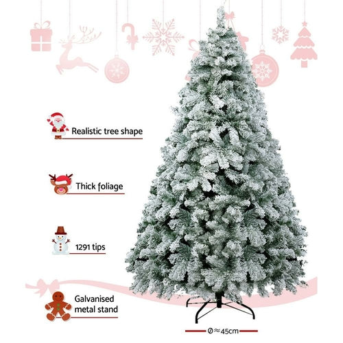 Jingle Jollys Snowy Christmas Tree 2.4M 8FT Xmas Decorations 859 Tips