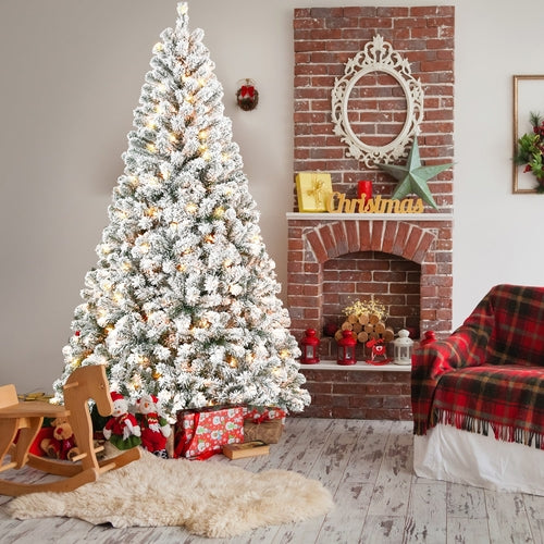 4FT Flocked Christmas Tree with 100 Warm White Incandescent Lights –